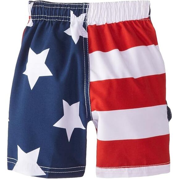 New Kanu Surf Boys 3T Red White Blue USA American Flag Webbed Swim Trunks - Picture 2 of 2